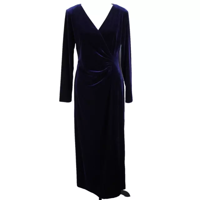 Jessica Howard Velvet Dress Womens Size 12 Purple Long Sleeve Maxi Evening Gown