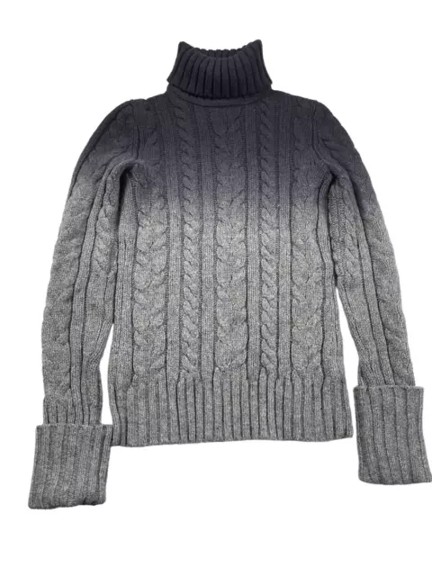 Club Monaco Women's Gray Cable Knit Turtleneck Lambswool Sweater Size XS