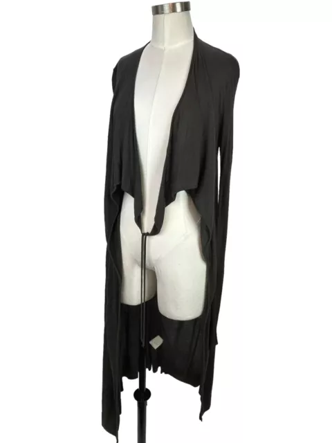 Rick Owens Lilies Dark Shadow Gray Long Tie Front Cardigan Sweater 8 US 42 Italy