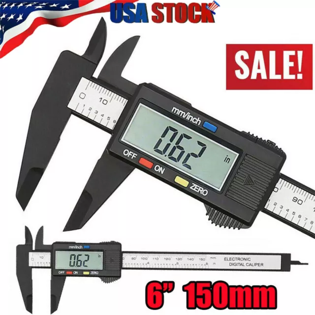 LCD Digital Vernier Caliper Electronic Gauge Ruler Caliber Micrometer 150mm/6in