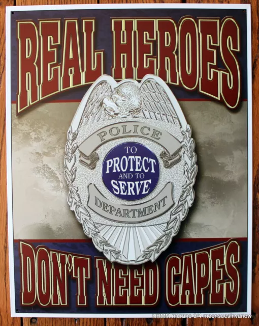 Police Dept Tin Sign Picture Policemen protect serve Wall Hanging picture Cop