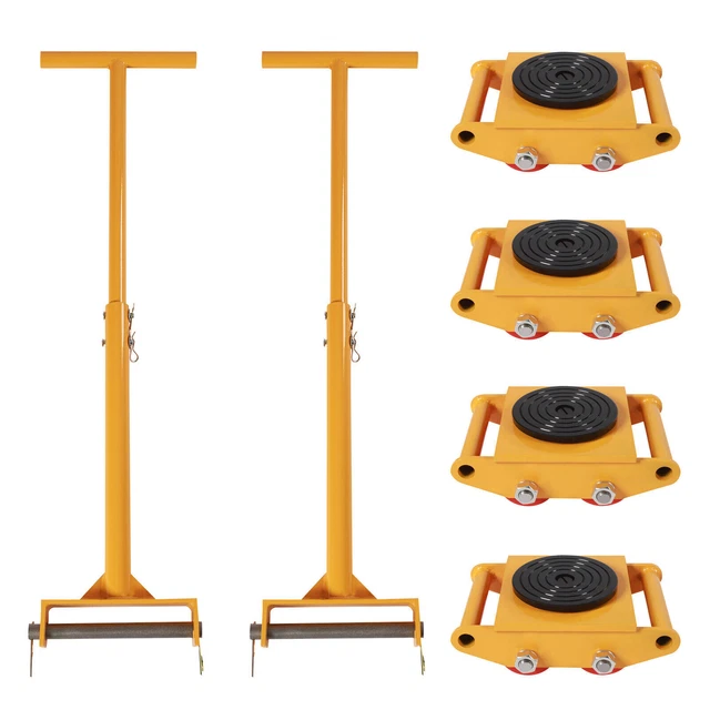 Machinery Movers w/ 360°Rotation Cap 13200lbs 6T 4 Rollers Machine Cargo Trolley