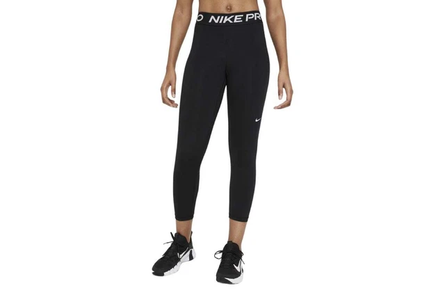 NIKE WOMEN S PRO 365 Crop Tights Black White Size XS Apparel