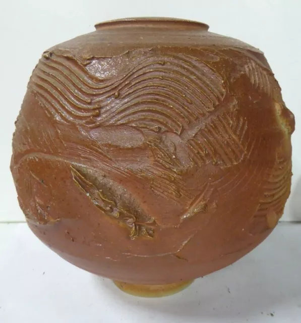 Australian Pottery Sgraffito Vase Artist Studio Ceramic Decorative Pot Signed Fg