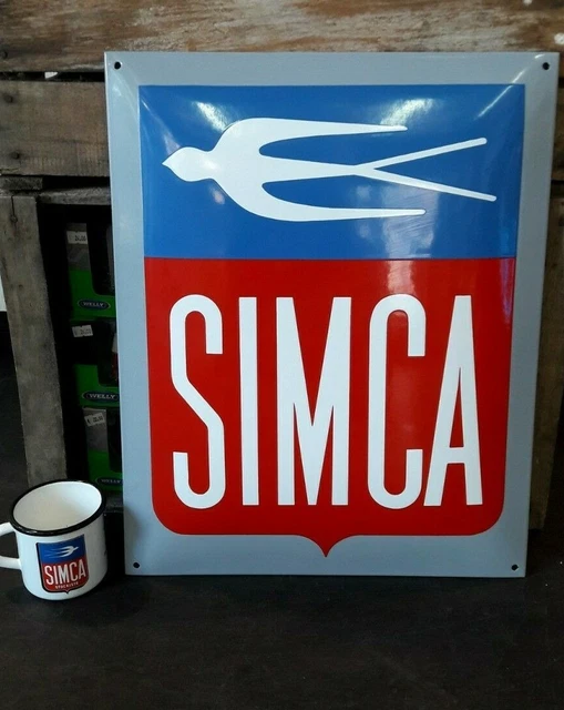 Plaque émaillée Simca - Panneau Déco Garage Atelier - Aluminium Dibond - Neuf