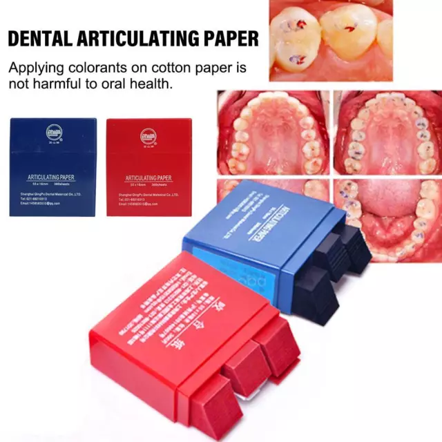 300 Pcs Dental Material Bite Paper Blue Red Articulating Paper Plastic Boxﻬ