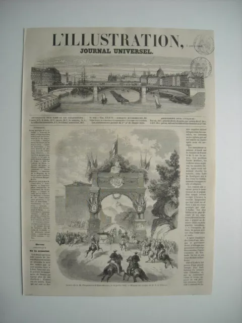 Gravure 1860. Arrivee De L’imperatrice Eugenie A Eaux-Bonnes, Pyrenees, 24 Juill
