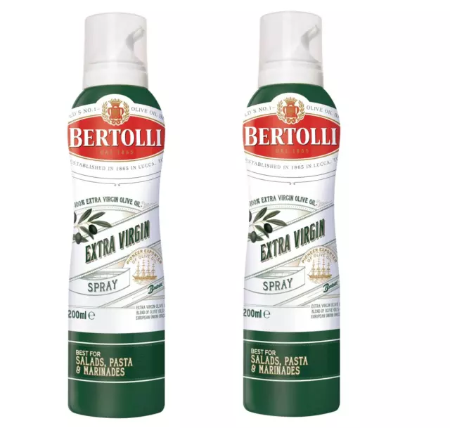 Botella de spray de aceite de oliva virgen extra orgánico Bertolli 200 ml X 2