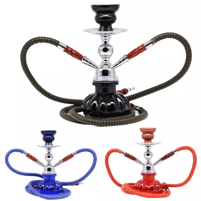 2 Hose Arabian Hookah Set Portable Arabian Shisha Pipe Herb Smoking