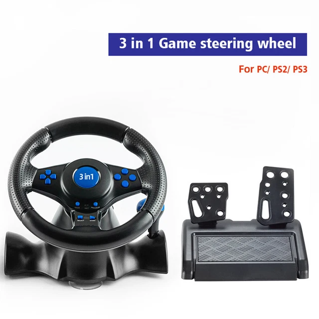 RACING STEERING WHEEL Vibration Controller Racing Wheel & Pedals (3 in