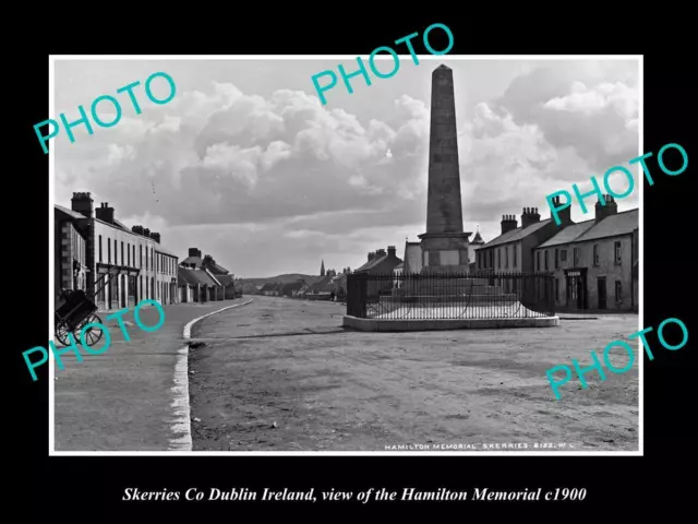 OLD POSTCARD SIZE PHOTO OF SKERRIES DUBLIN IRELAND THE HAMILTON MEMORIAL c1900