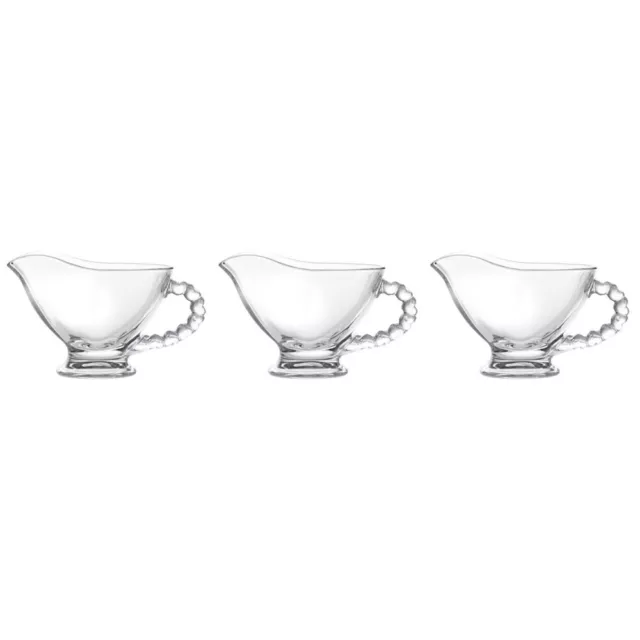 3pcs Glass Gravy Sauce Boat with Handle Clear Gravy Dish Coffee Milk Creamer