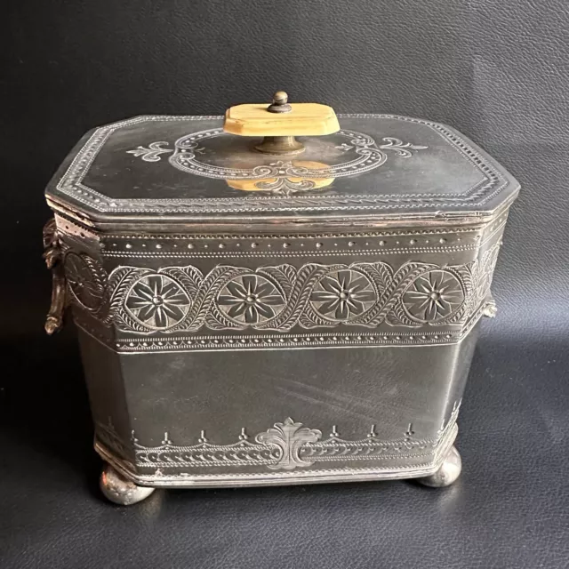 Stunning Antique Phillip Ashberry & Sons Sheffield Silverplate Lidded Tea Caddy