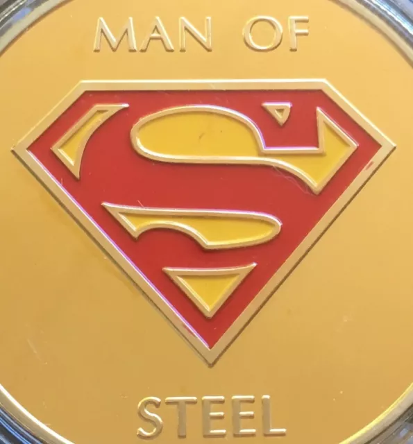 Superman Man Of Steel Coin Medallion Movie Finished In Gold 24k .999 1oz 40mm 3