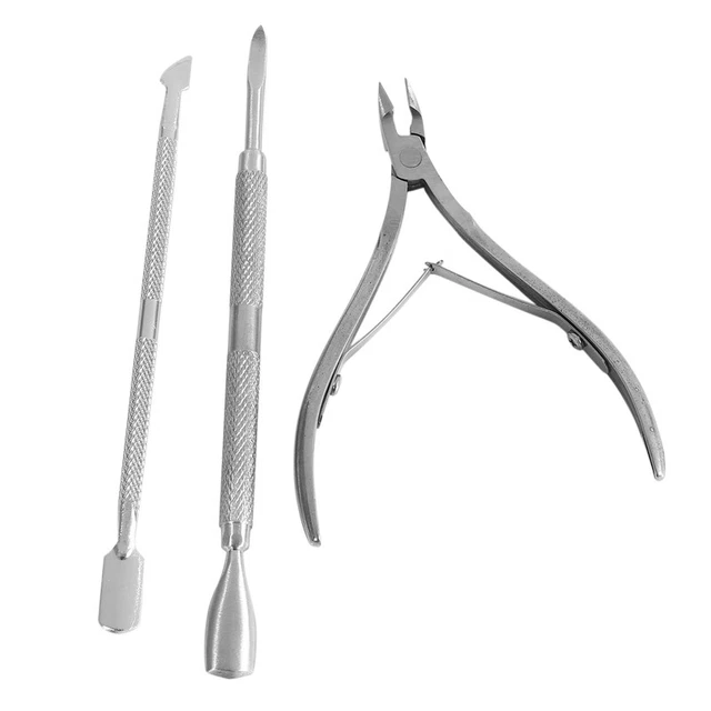 Nail Cuticle Nipper with Trimmers Pusher Pack of 3 Manicure Scraper Tool H6E5 2