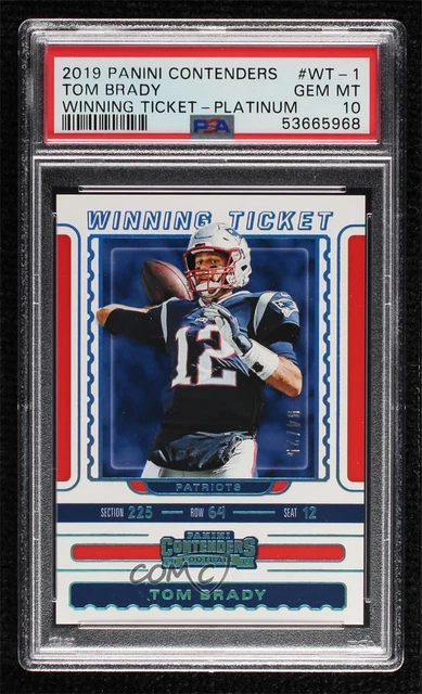 2019 Panini Contenders Winning Tickets Platinum /25 Tom Brady PSA 10 GEM MT
