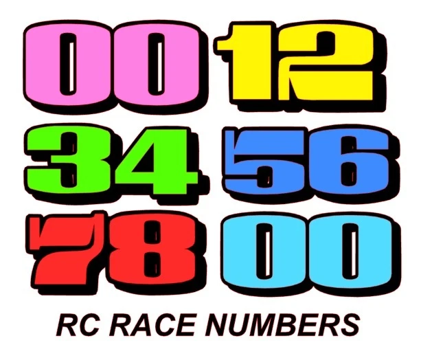 24 X YOUR CHOICE race numbers SIGNS vinyl MARDAVE V12 RC banger