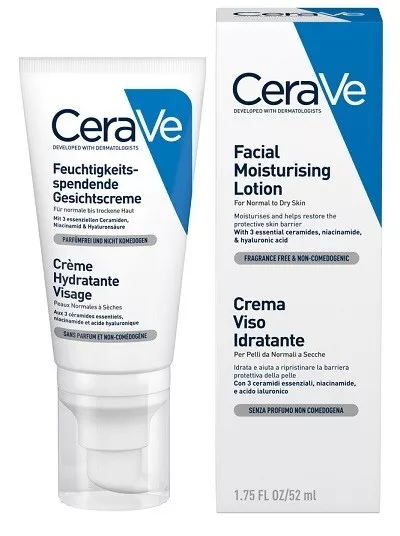 CeraVe Crema Viso Idratante. Per Pelli da Normali a Secche. 52ml