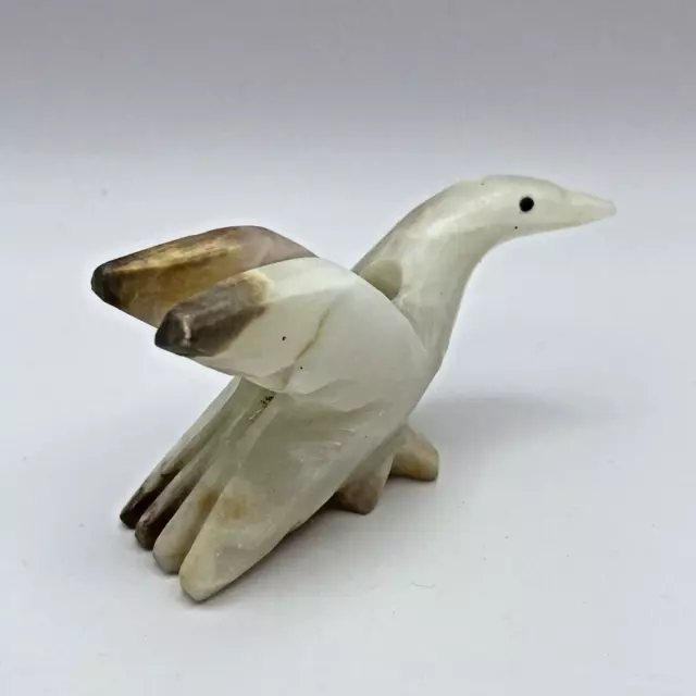 Seagull Bird Hand Carved Stone Art Sculpture Pen or Candle Holder Artisan Made
