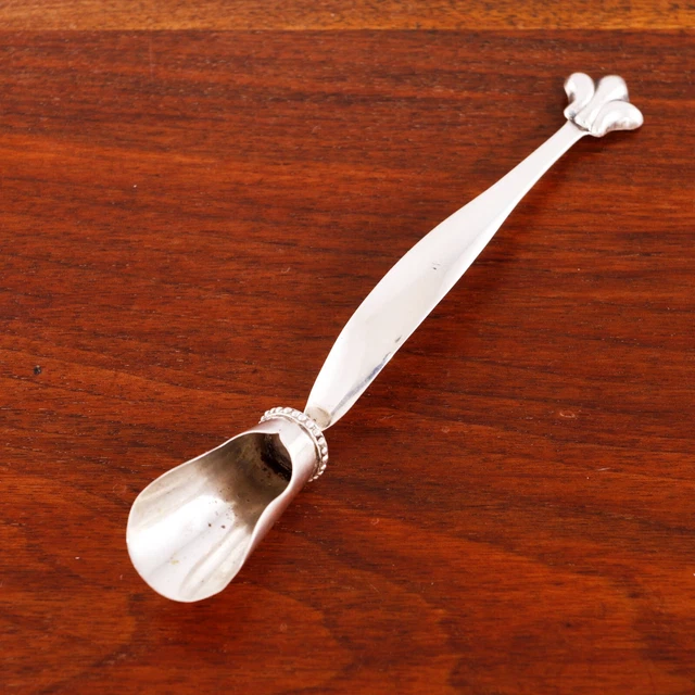 Scandinavian .830 Silver Sugar Scoop Beaded,Graceful,Fleur De Lys No Monogram
