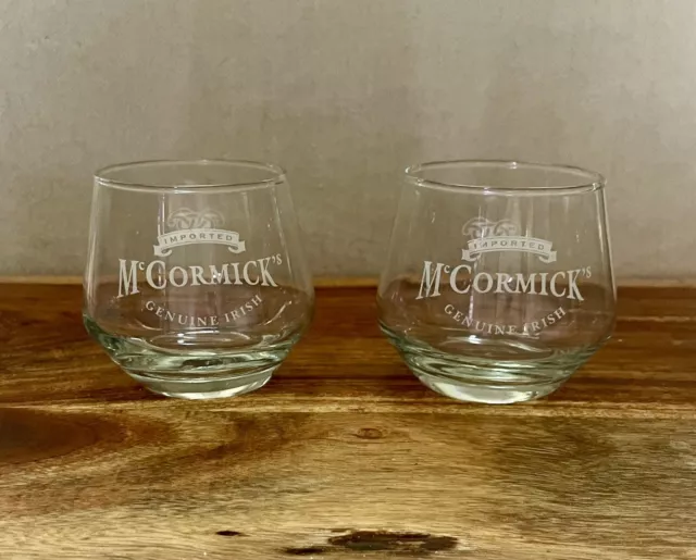 Set Of 2 McCormick Genuine Irish Whiskey Etched Rocks Tumbler Snifter Glasses