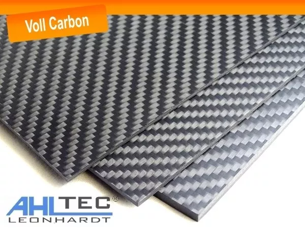 Carbon Platte 0,5mm / CFK Kohlefaser / Köper Voll Carbon / Größe wählbar