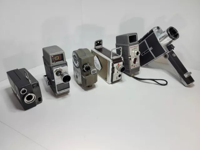 Vintage Lot Of 6 - 8mm Movie Cameras Bell&Howell Brownie Argus Cinemaster II