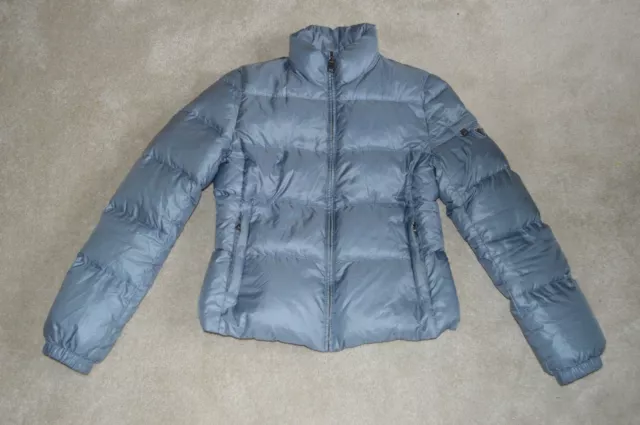 Prada Blue / Grey Down Quilted Zip Through Jacket Coat Womens Size IT 40 UK 8