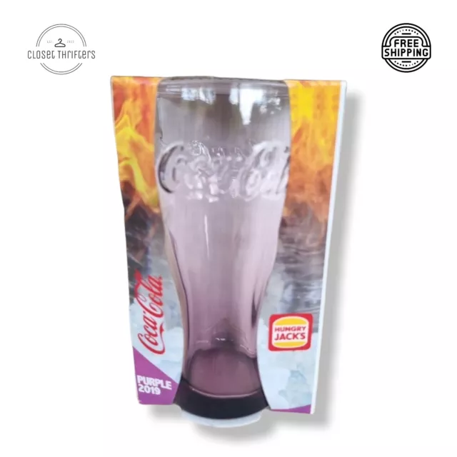 Hungry Jacks Coca Cola Flame Meets Ice Coke Glass in Purple 2019 New in Box