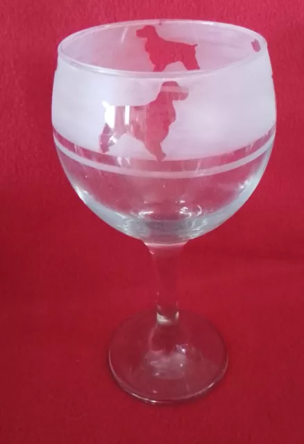 Hand Etched Gin glass Balloon, English Cocker spaniel, show Cocker, gift