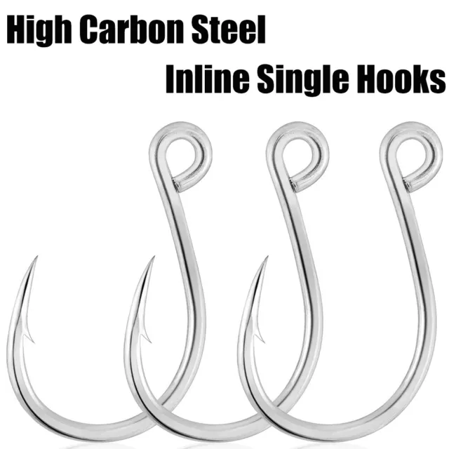 25/50pcs Inline Single Replacement Hooks #8-7/0 for Hard Lures Big Eye Saltwater