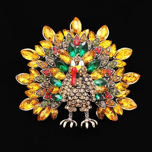 Color Magnificent Crystal Rhinestone Peacock Womens Jewelry Brooch Pin Gift