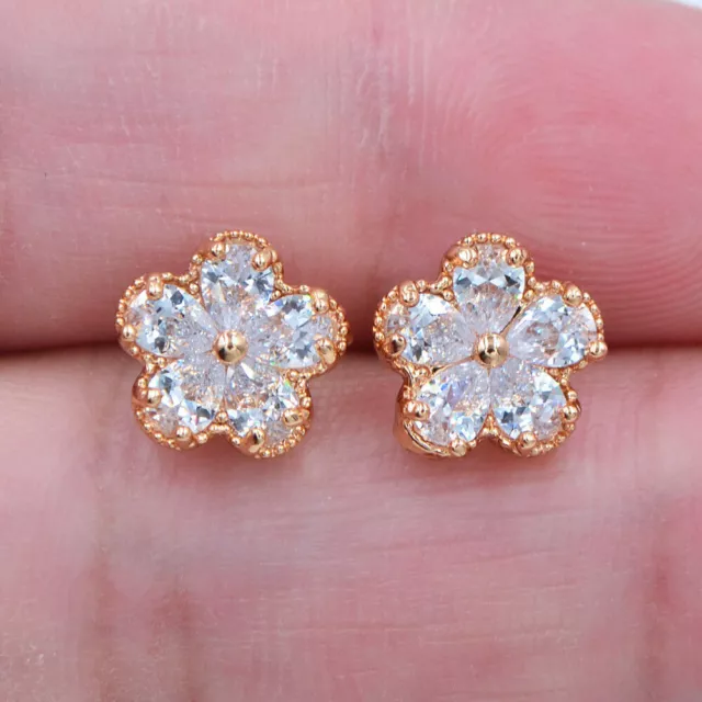 18K Yellow Gold Filled Women Multicolour Mystic Topaz Flower Stud Earrings