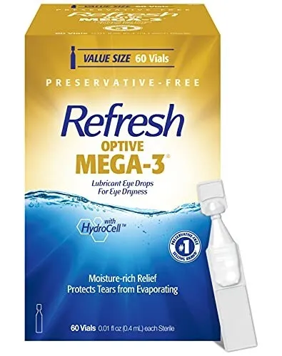 Refresh Optive Mega-3 Lubricant Eye Drops, Preservative-Free, 0.01 Fl Oz Single