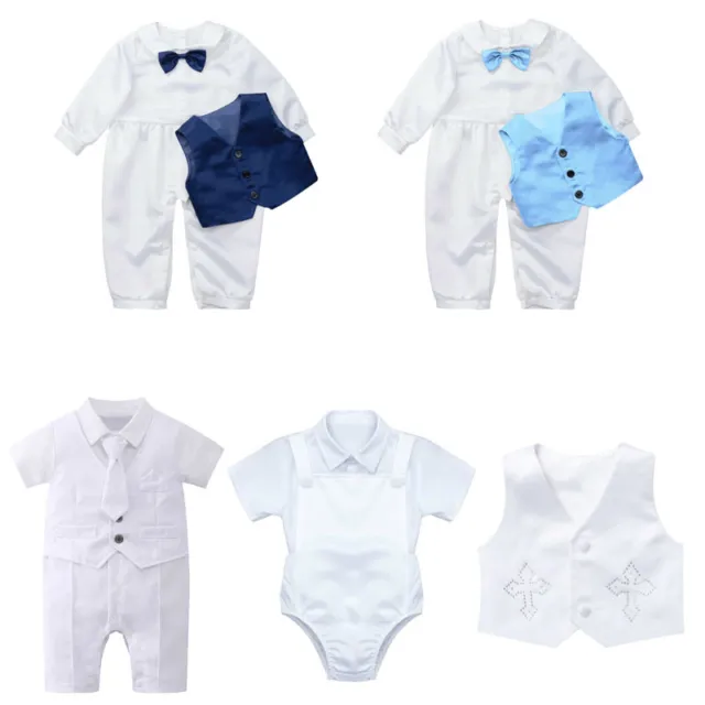 Baby Boys Christening Clothes Set Gentleman Formal Romper Bodysuit Vest Tops