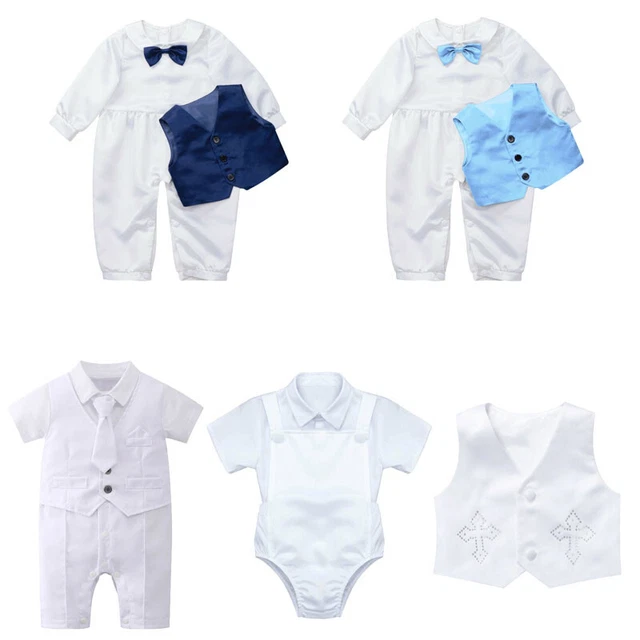 Baby Boys Christening Clothes Set Gentleman Formal Romper Bodysuit Vest Tops