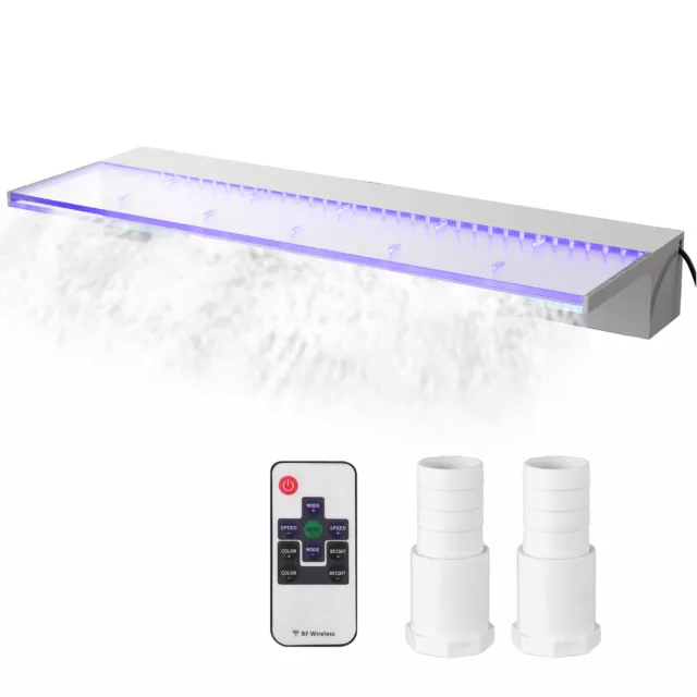 VEVOR 23.6" Waterfall Spillway Pool Fountain 17 Color LED w/Remote Pond Cascade