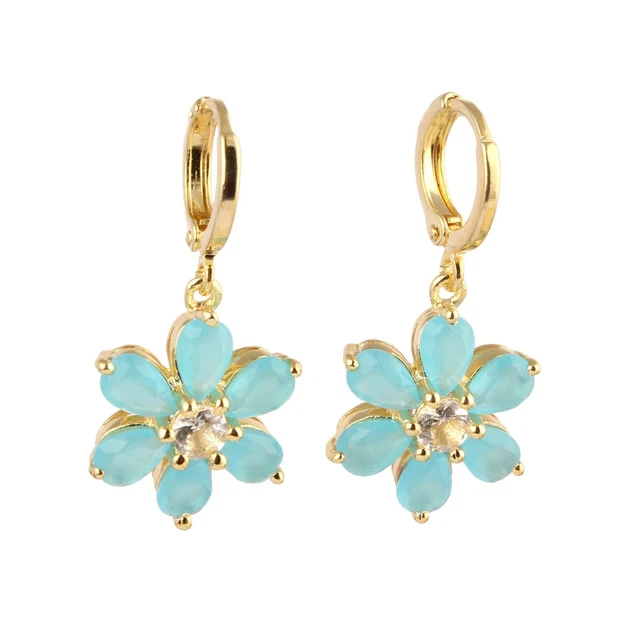 Floral Style Hydro Quartz Chalcedony 24k Gold Plated Clip On Earrings Size 33 mm