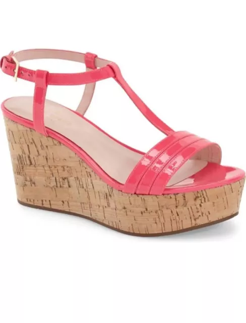 New Kate Spade tallin wedge sandal Lipstick Pink Patent 10 M