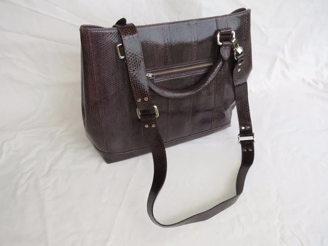 Nina Raye Sea Snake Tote with Shoulder Strap -Brown NWT