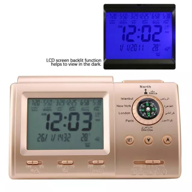 Azan Adhan Clock Islamic Muslim Prayer Mosque Digital Automatic Desktop Alarm