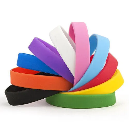 Plain Coloured Silicone Wristbands Wrist Band Colourful Rubber