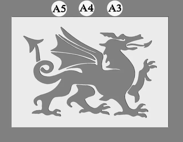 Mylar Stencil, 'Welsh Dragon' 125/190 micron, A5/A4/A3 Reusable Craft Art DIY