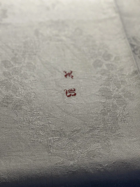Service Table Ancien, Nappe  Et 9 Serviettes Lin soie Napoleon III Mono XB NSL15 17
