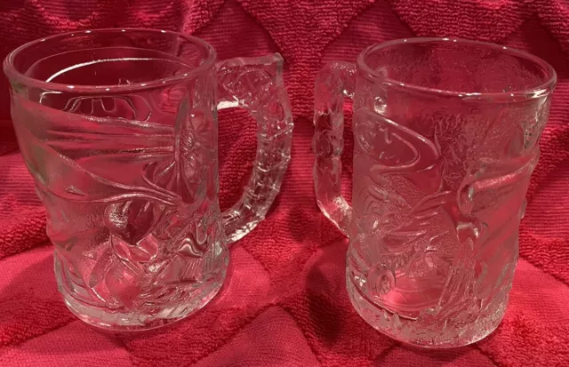 Vintage 1995 Batman Forever McDonalds Promo Batman and Robin Glass Mug Set Nice