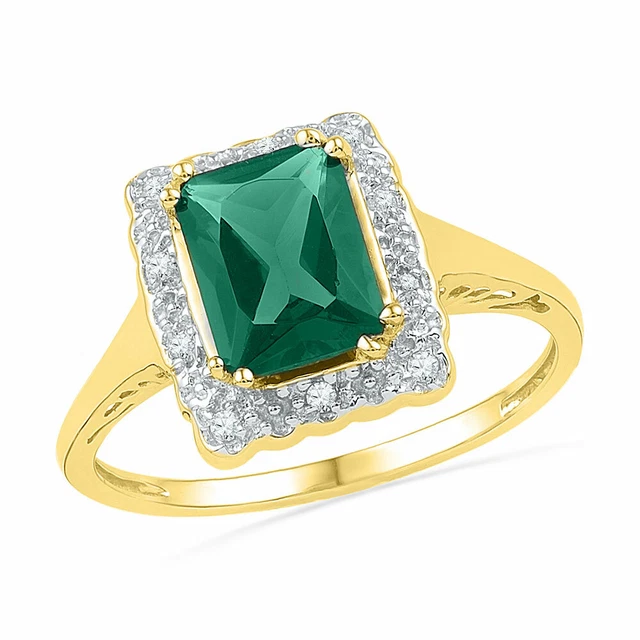 10K YELLOW GOLD Emerald LabCreated Emerald Solitaire Fashion Ring 13/
