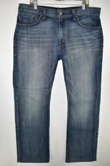 Fidelity Denim 50-11 Morrison Relaxed Straight Jeans Size 38 Blue Meas. 38x30.5