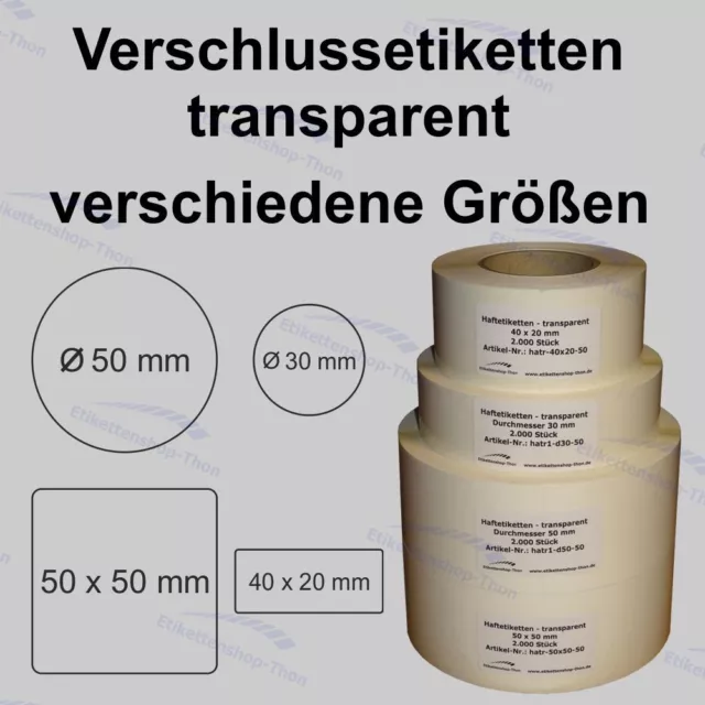 Verschlussetiketten auf Rolle - Etiketten transparent - verschiedene Größen