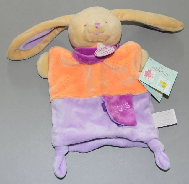 Doudou Marionnette Lapin Bisous Orange Violet...   Doudou Et Compagnie  Neuf