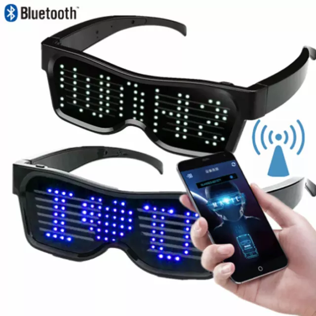 OCCHIALI LED LUMINOSI Bluetooth Personalizzabili Futuristici Festa